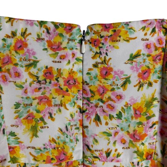 Shoshanna Remy White Orange Floral Print Strapless Ruffled Maxi Dress 8 - Picture 12 of 14